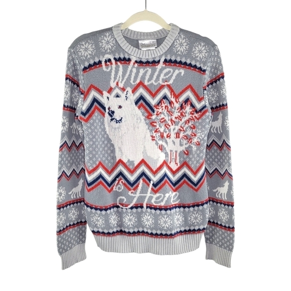 Game of Thrones 'Winter is Here' Knit Fair Isle Crew Neck Sweater Women's Size M - Picture 1 of 8